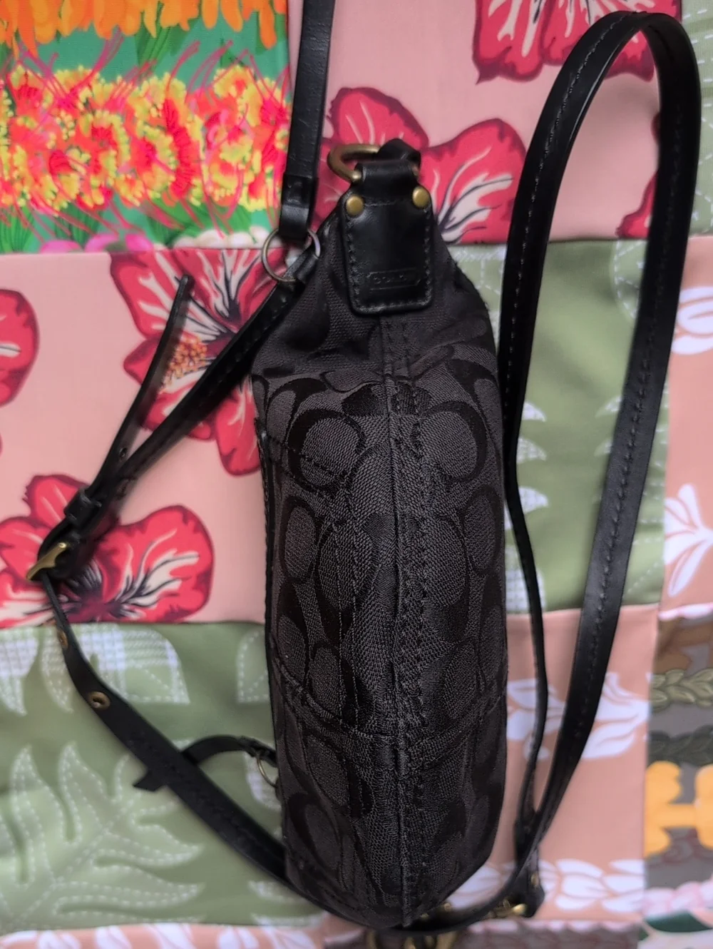 Authentic Coach Y2K Signature Crescent Crossbody with Leather Trim